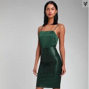 Luxe Be a Lady Hunter Green Satin Bodysuit